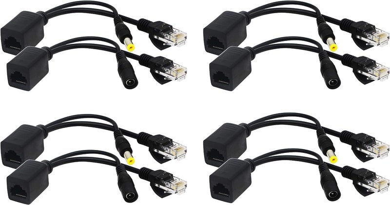zdyCGTime Passive PoE Injector and PoE Splitter Kit with RJ45 Ethernet and Power via DC 5.5x2.1 mm F/M Adaptor Connectorï¼ˆBlack 4 Pairs - Image 1